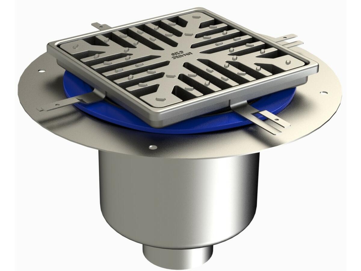 25100ETH - Floor drain trap 255x255 with a vertical outlet 100 mm