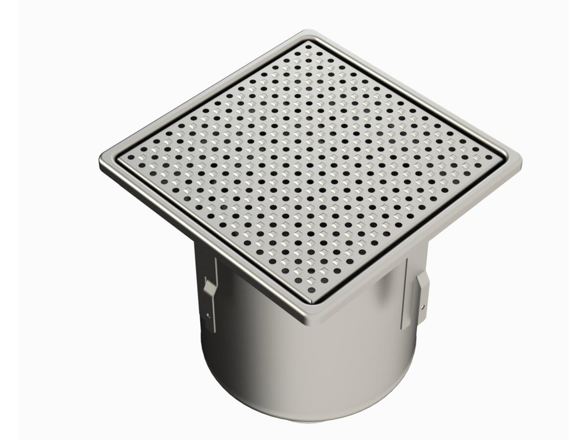 25100EPS - Floor drain trap 255x255 with a vertical outlet 100 mm