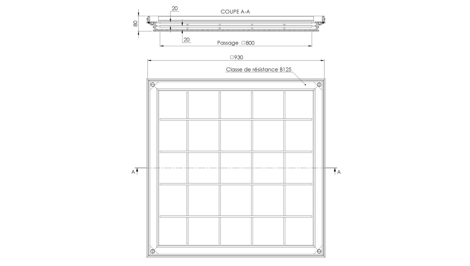 Schéma - TSA80.80 - Tampon à remplissage de béton 930x930