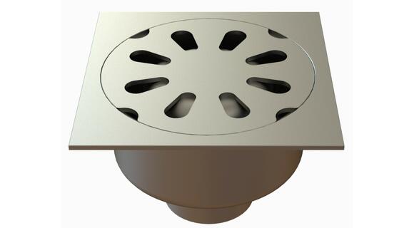 25100 - Floor drain trap 247x247 with a vertical outlet 100 mm