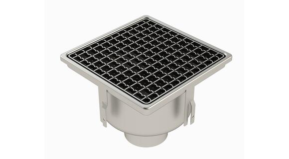 25100EPC - Floor drain trap 255x255 with a vertical outlet 100 mm