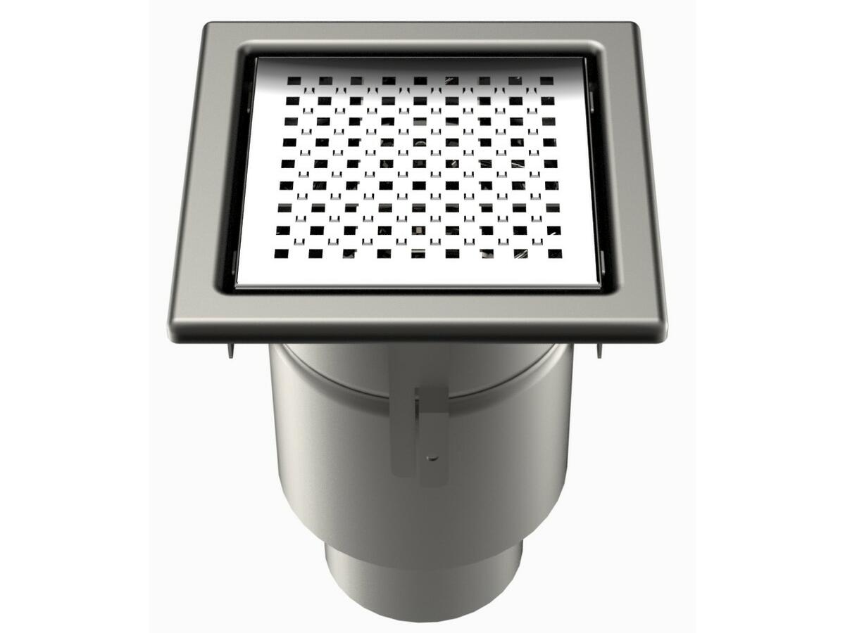 20100IPS-FEU - Floor drain trap 200x200 with a vertical outlet 100 mm