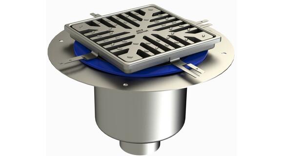 Floor drain trap 255x255 with a vertical outlet 100 mm