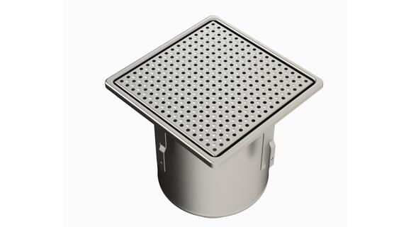 25100EPS - Floor drain trap 255x255 with a vertical outlet 100 mm