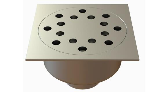 25100R - Floor drain trap 247x247 with a vertical outlet 100 mm