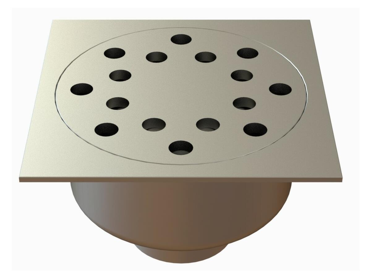 25100R - Floor drain trap 247x247 with a vertical outlet 100 mm