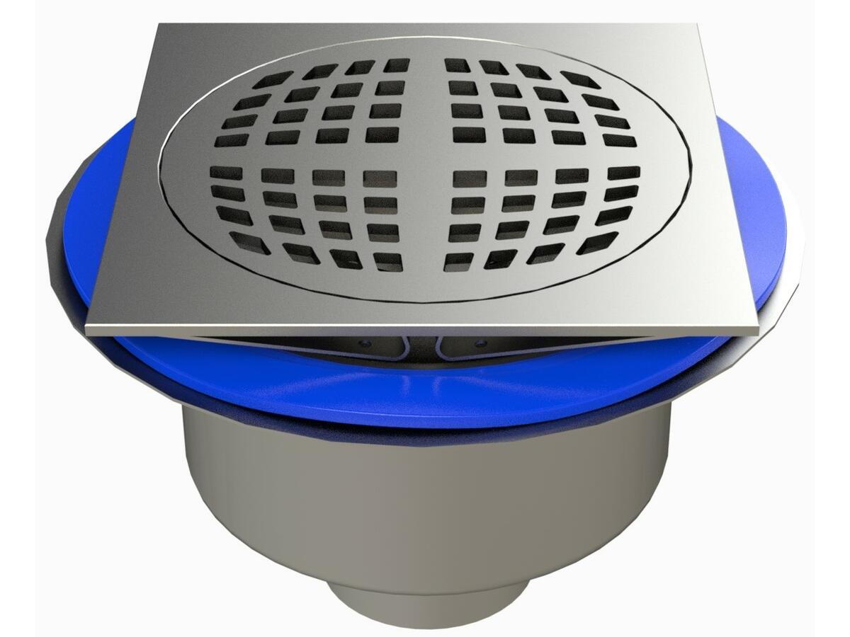 25100RBNBBULLE - Floor drain trap 250x250 with a vertical outlet 100 mm
