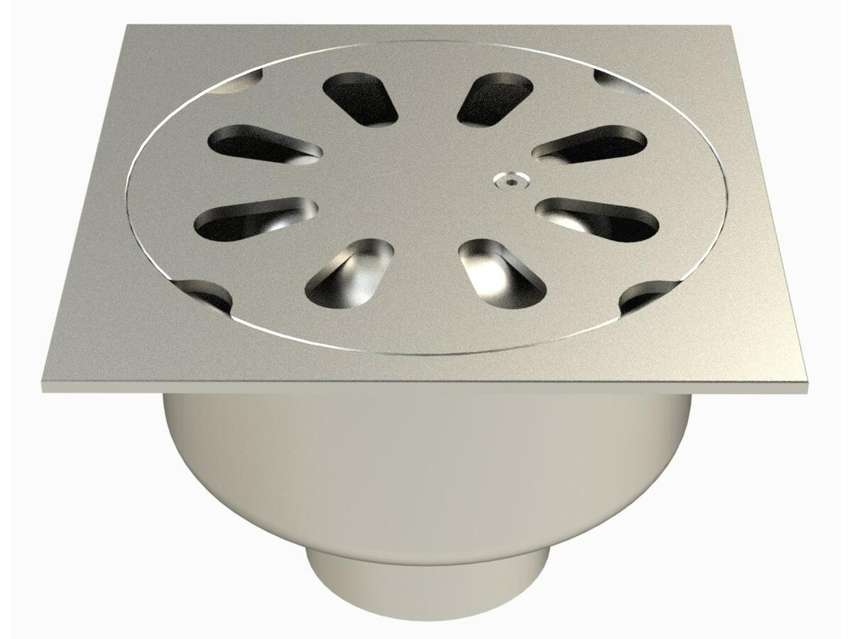 25100V - Siphon 247x247 sortie verticale 100 mm