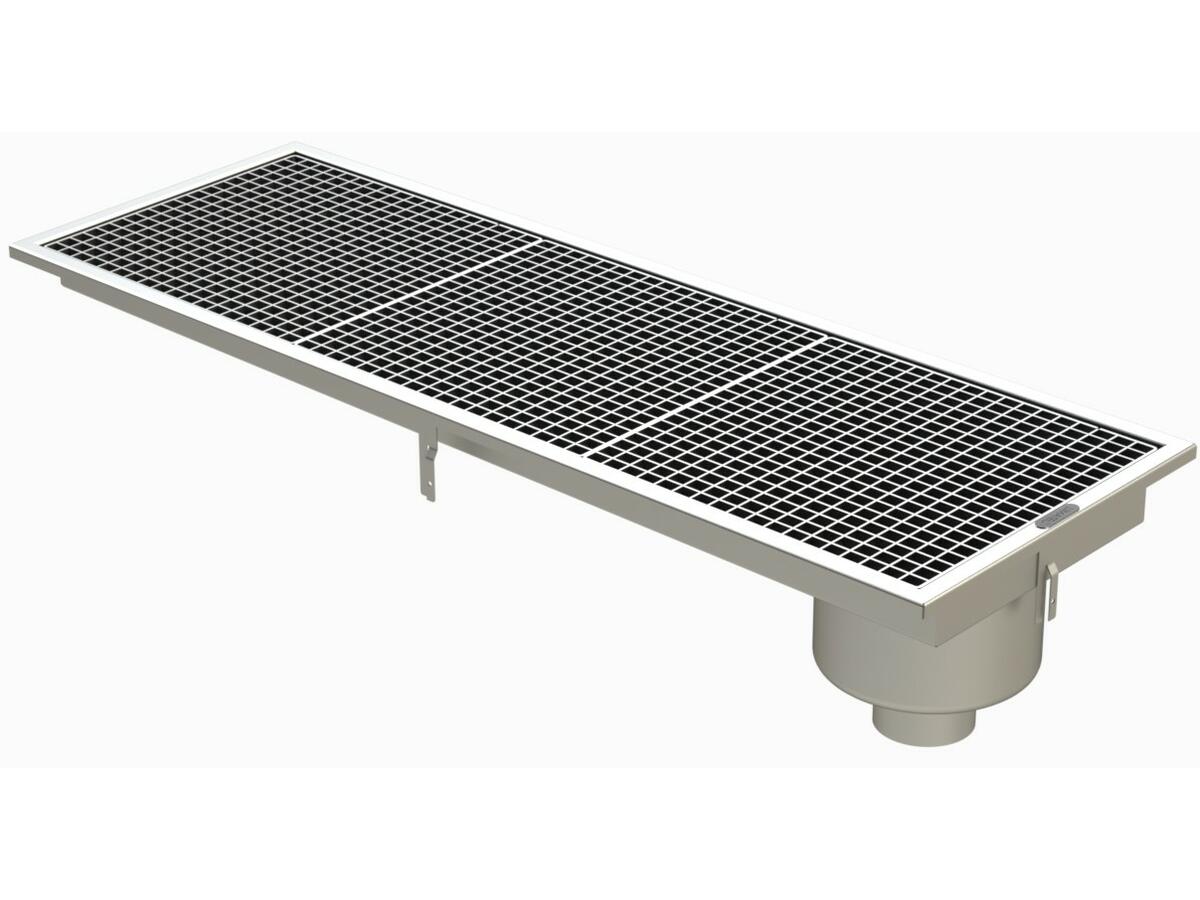 RV4.12E - Caniveau Rivière® 1252x432 à sortie verticale 100 mm