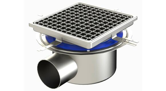 25100ILB - Floor drain trap 255x255 with a side outlet 100 mm