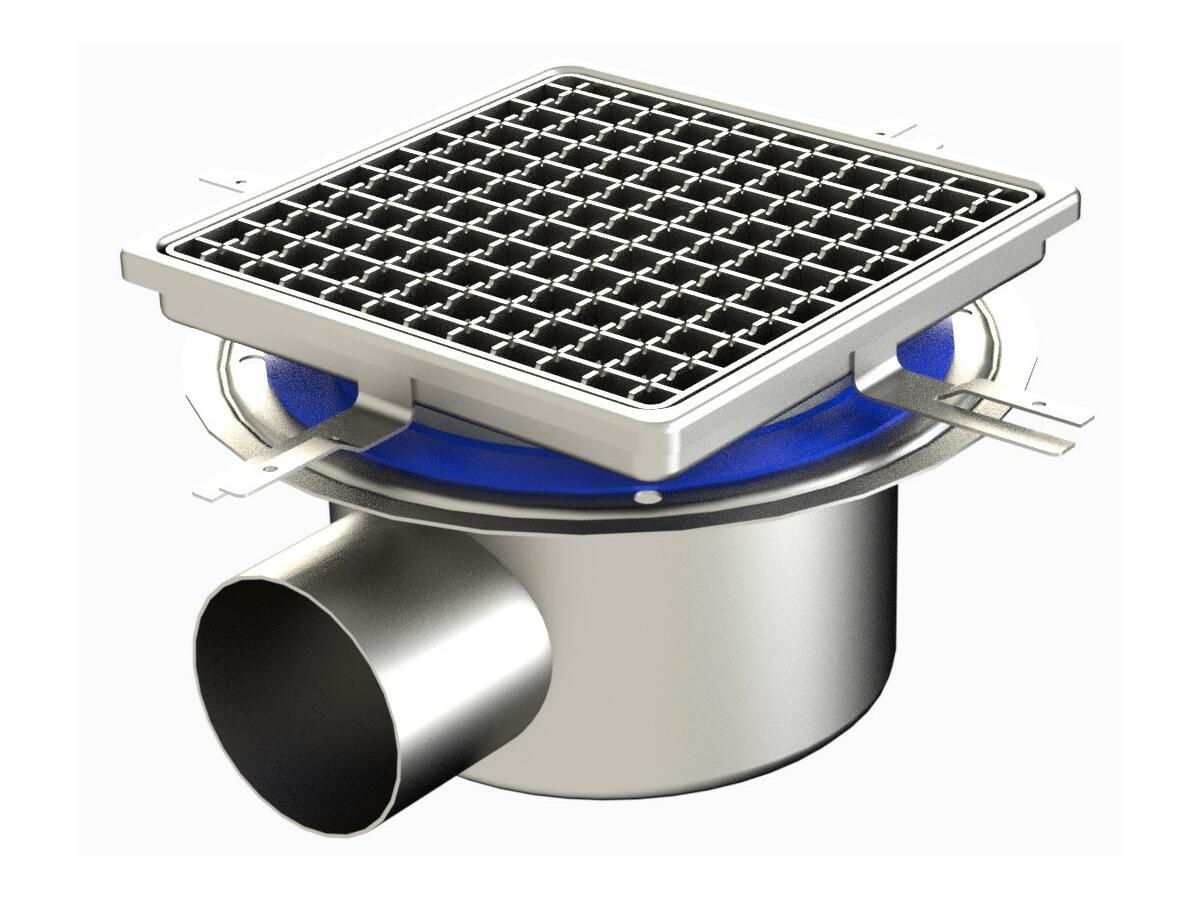 25100ILB - Floor drain trap 255x255 with a side outlet 100 mm