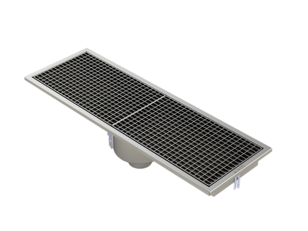 RV3.10C - Caniveau Rivière® 1052x352 à sortie verticale 100 mm