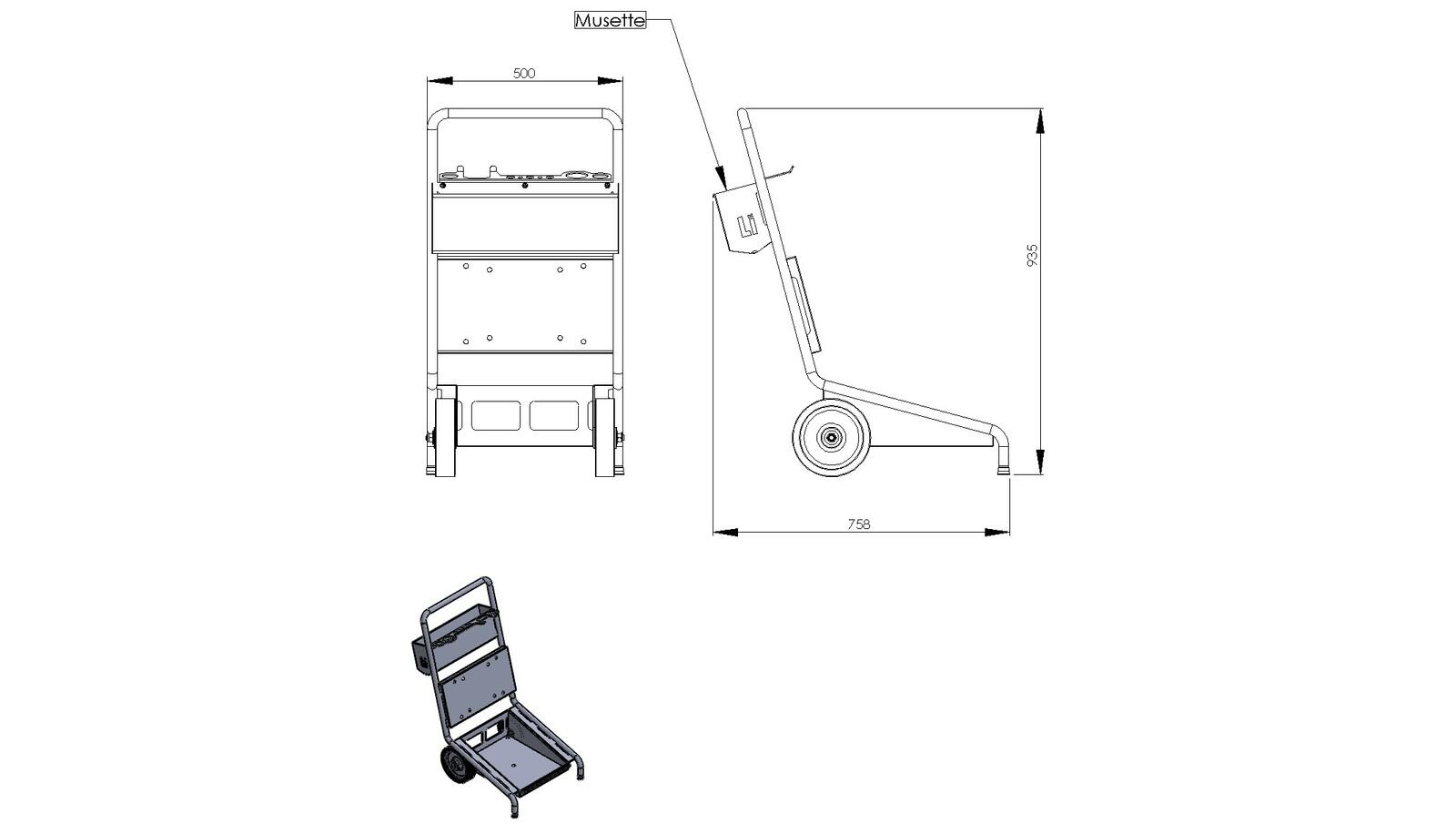 Schéma - CHARIOT-ELM2/ELM3   - Chariot pour enrouleur manuel