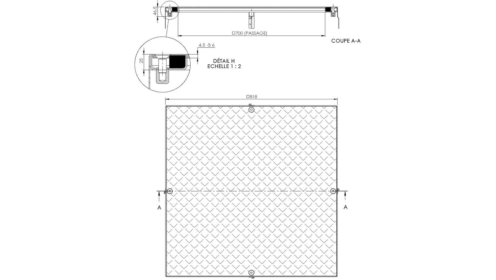 Schéma - TSIC70 - Châssis de visite 818x818 mm