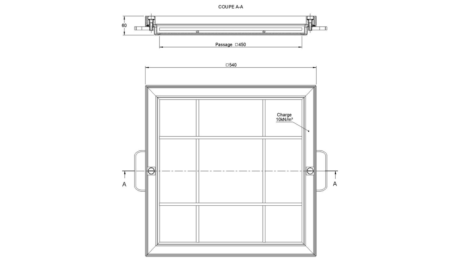 Schéma - TSL45 - Access cover for concrete filling 540x540 mm