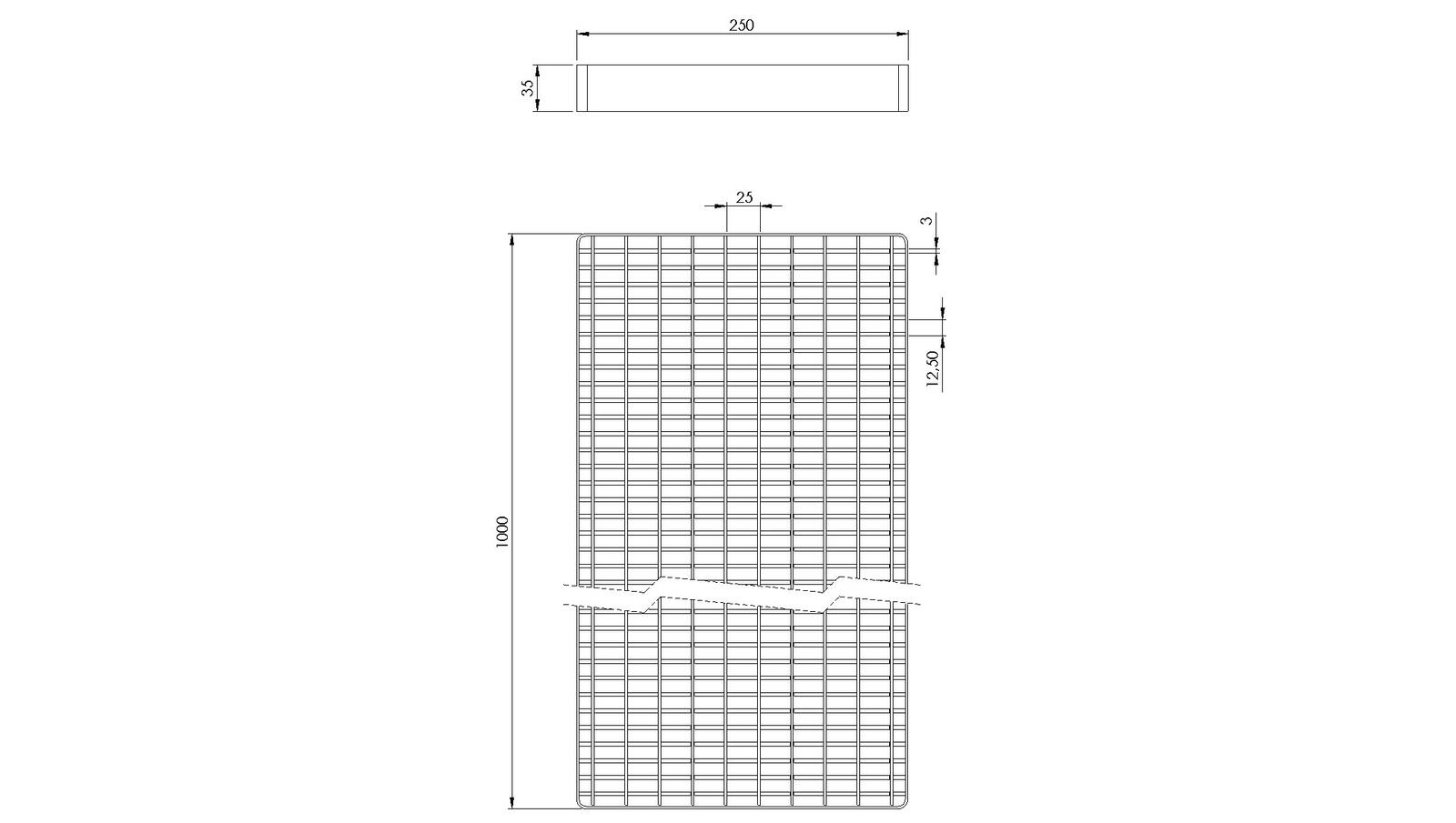 Schéma - CEL250X1000 - Couverture 250x1000 mm