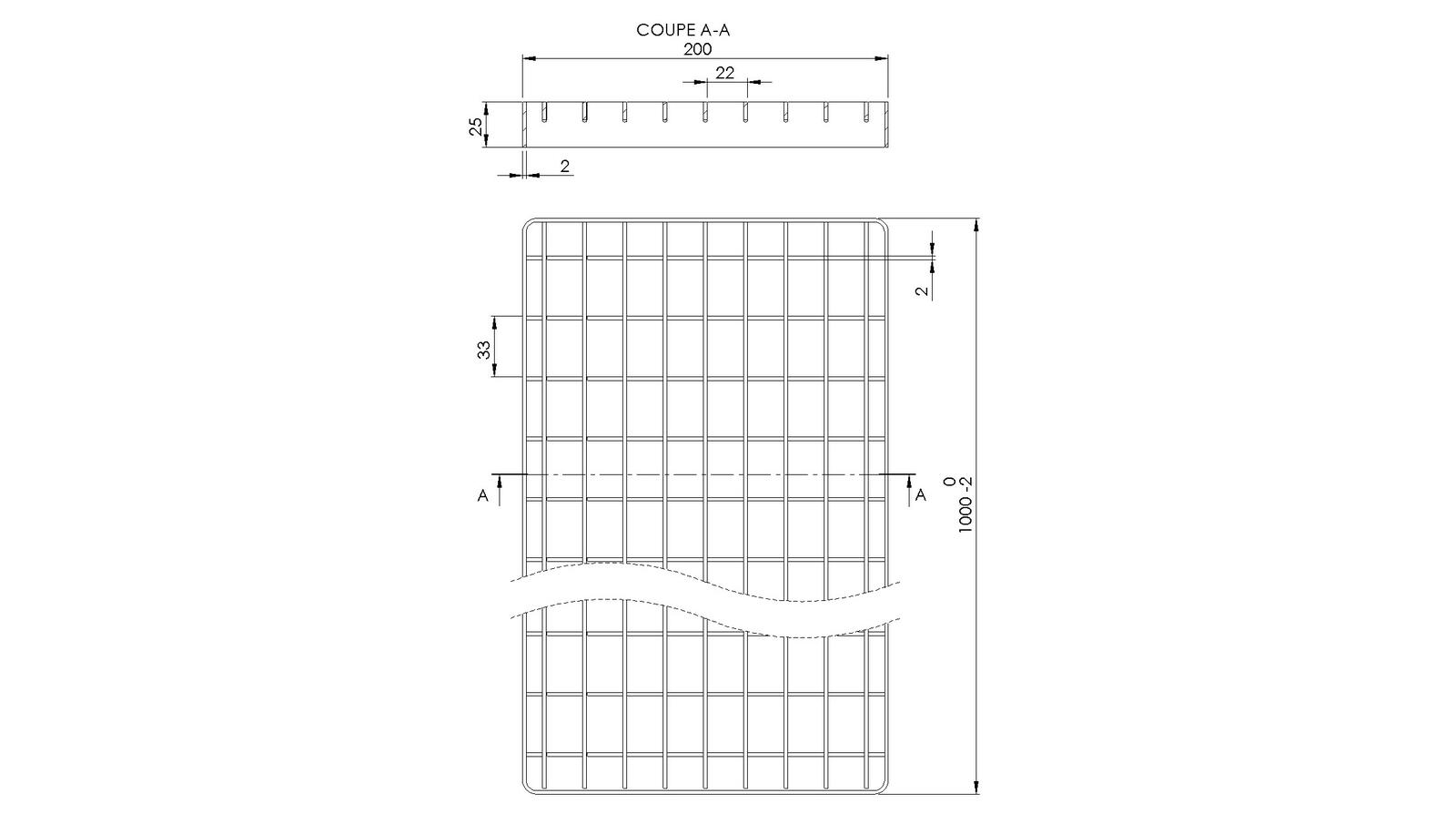Schéma - CM200X1000 - Floor drain trap cover 200x1000 mm