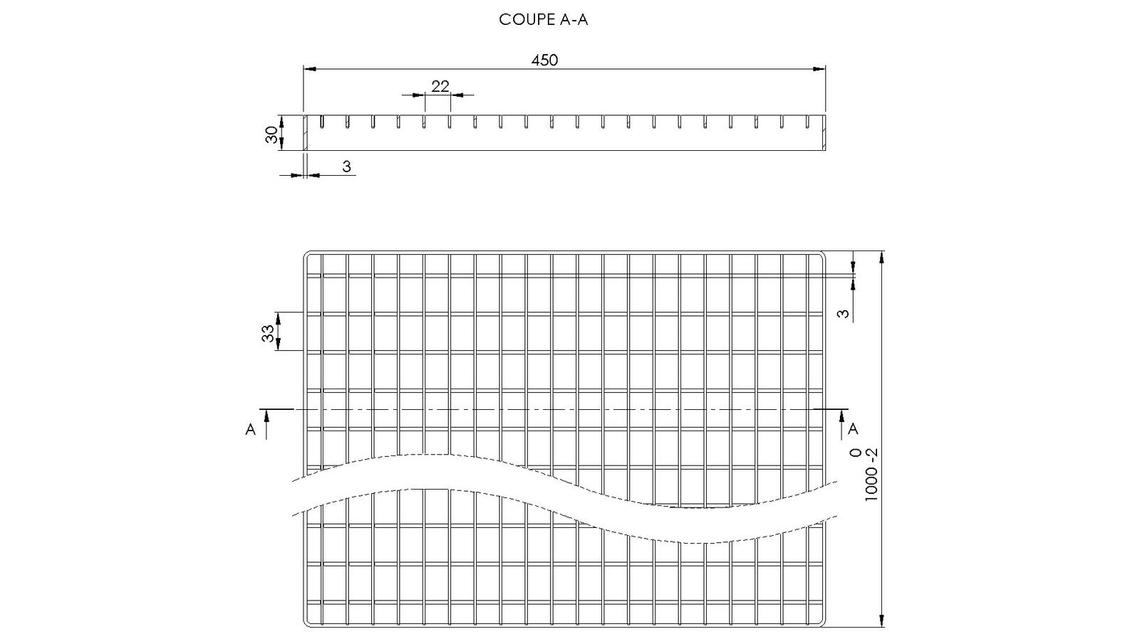 Schéma - CM450X1000 - Floor drain trap cover 450x1000 mm