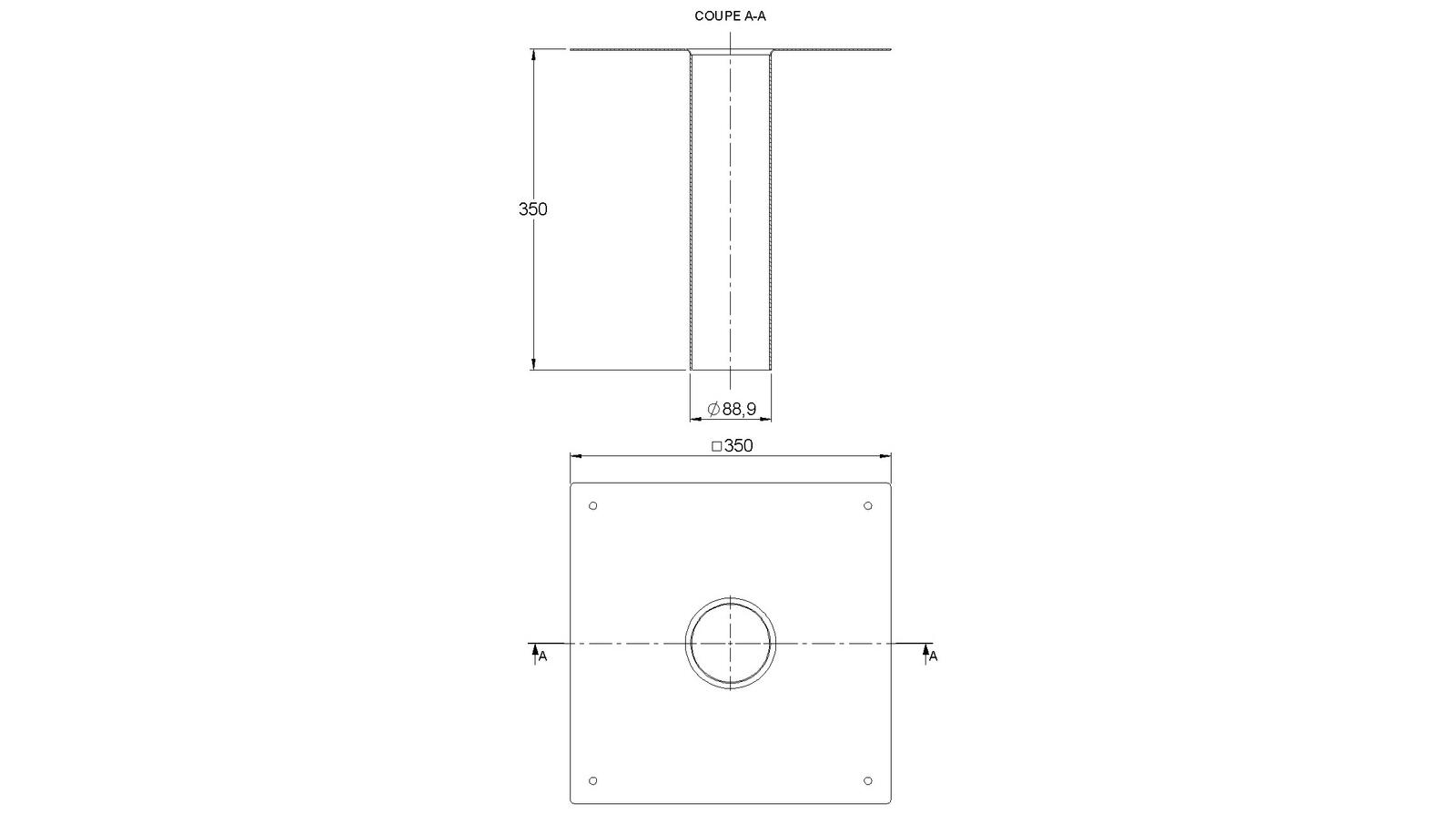 Schéma - PLA80 - Platine de positionnement et d'étanchéité 350x350