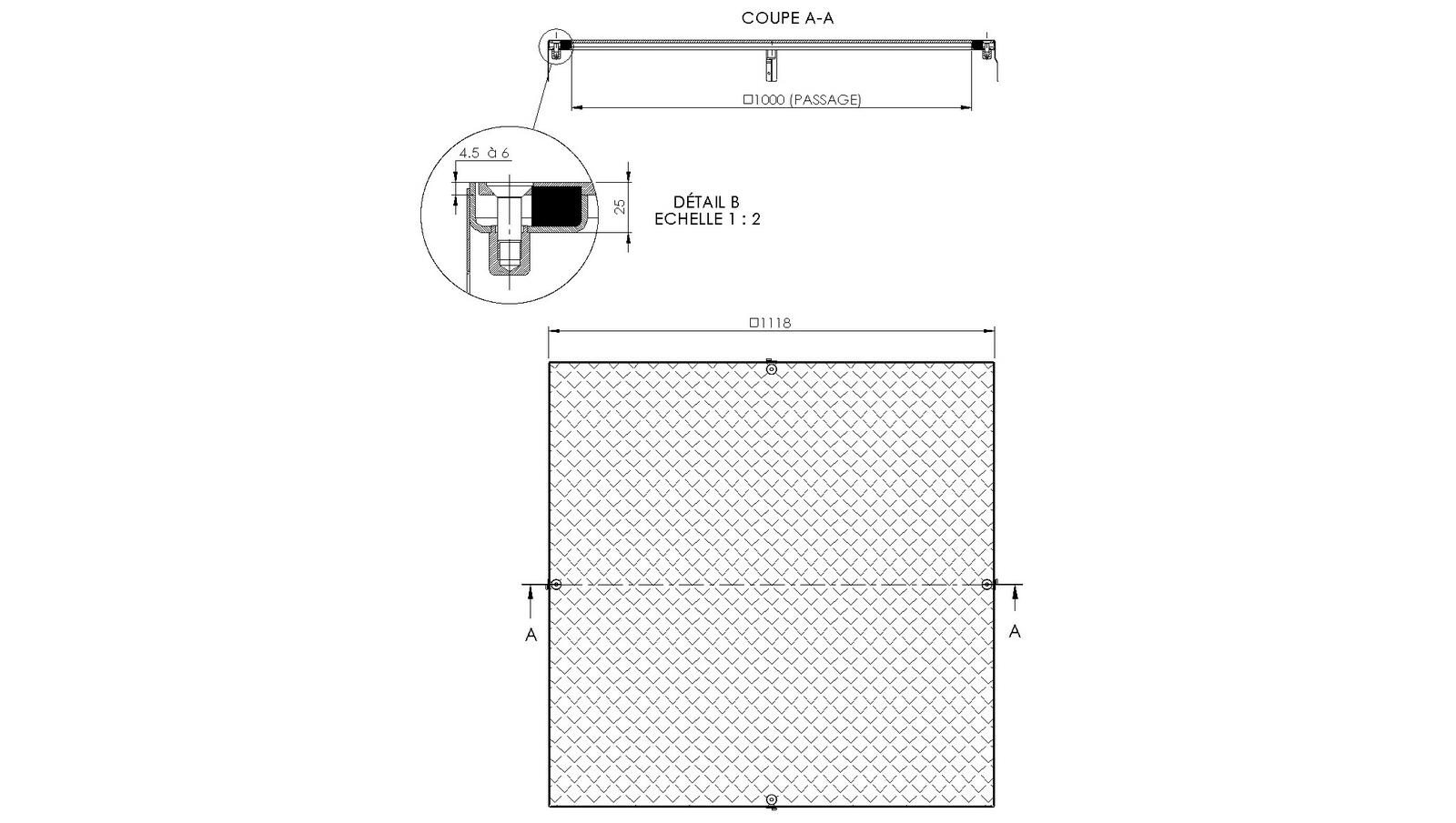 Schéma - TSIC100 - Manhole cover 1118x1118 mm