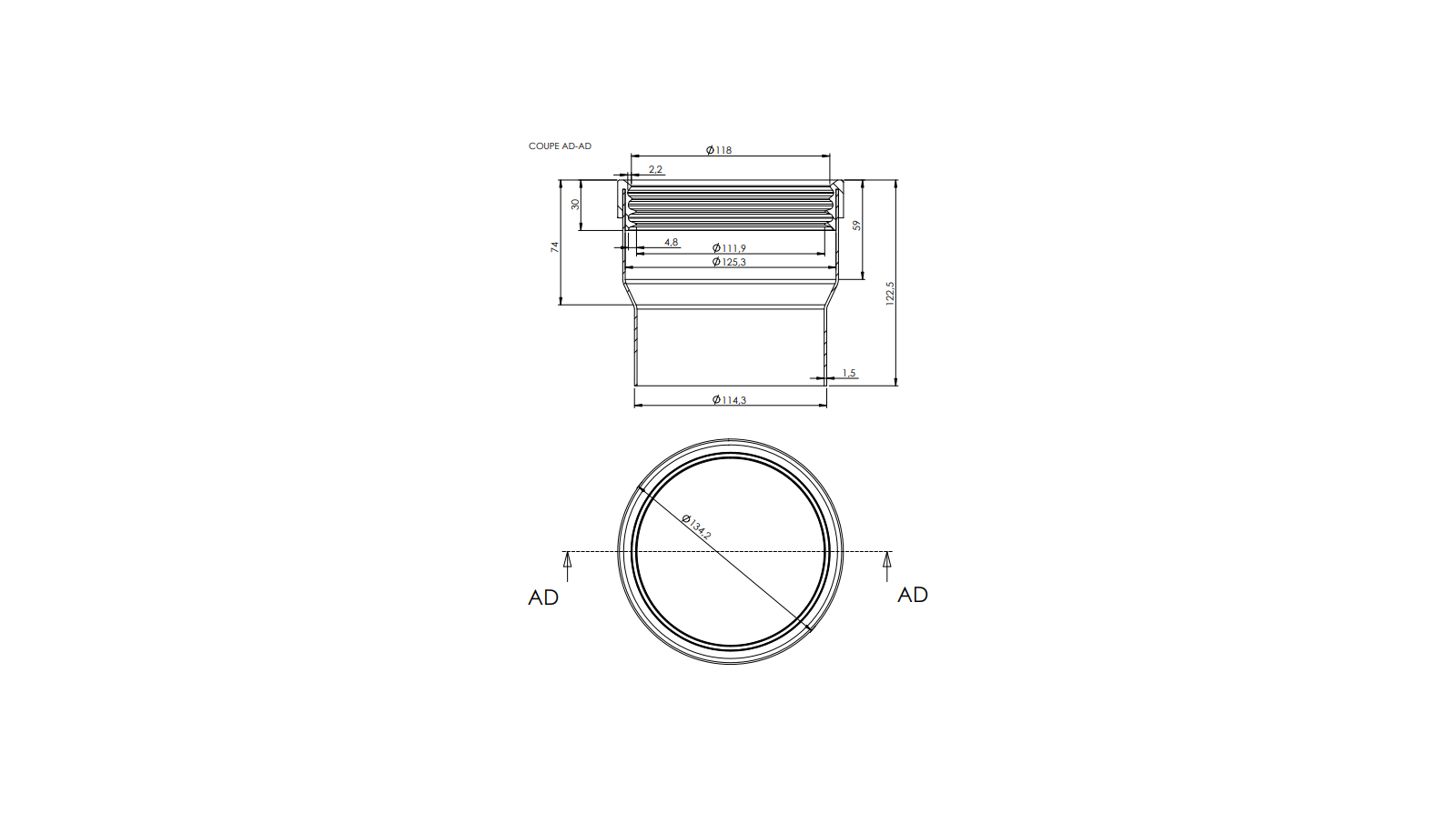 Schéma - ALLONGE-15 - Extension for telescopic floor drain traps 150 x 150mm Schéma - ALLONGE-15 - Extension for telescopic floor drain traps 150 x 150mm
