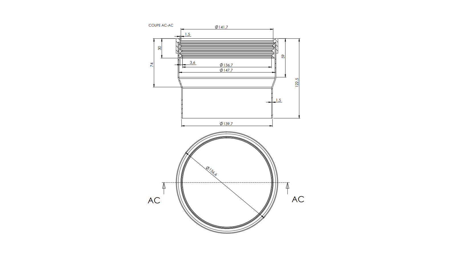 Schéma - ALLONGE-20 - Extension for telescopic floor drain traps 200 x 200mm