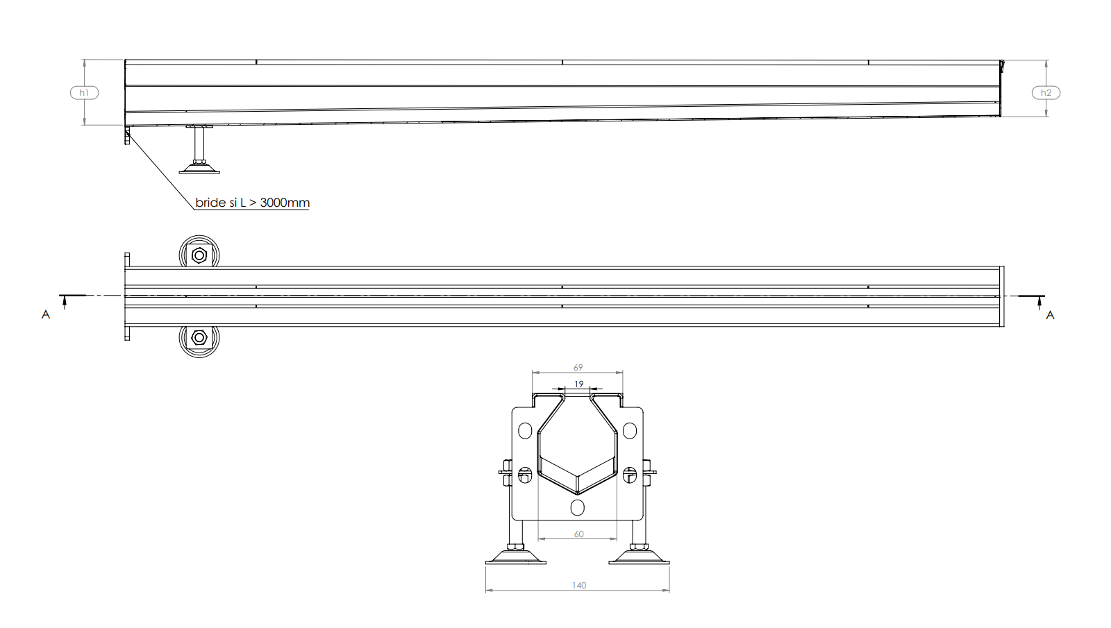 Schéma - CF160 - Rigole® 160 drainage channel