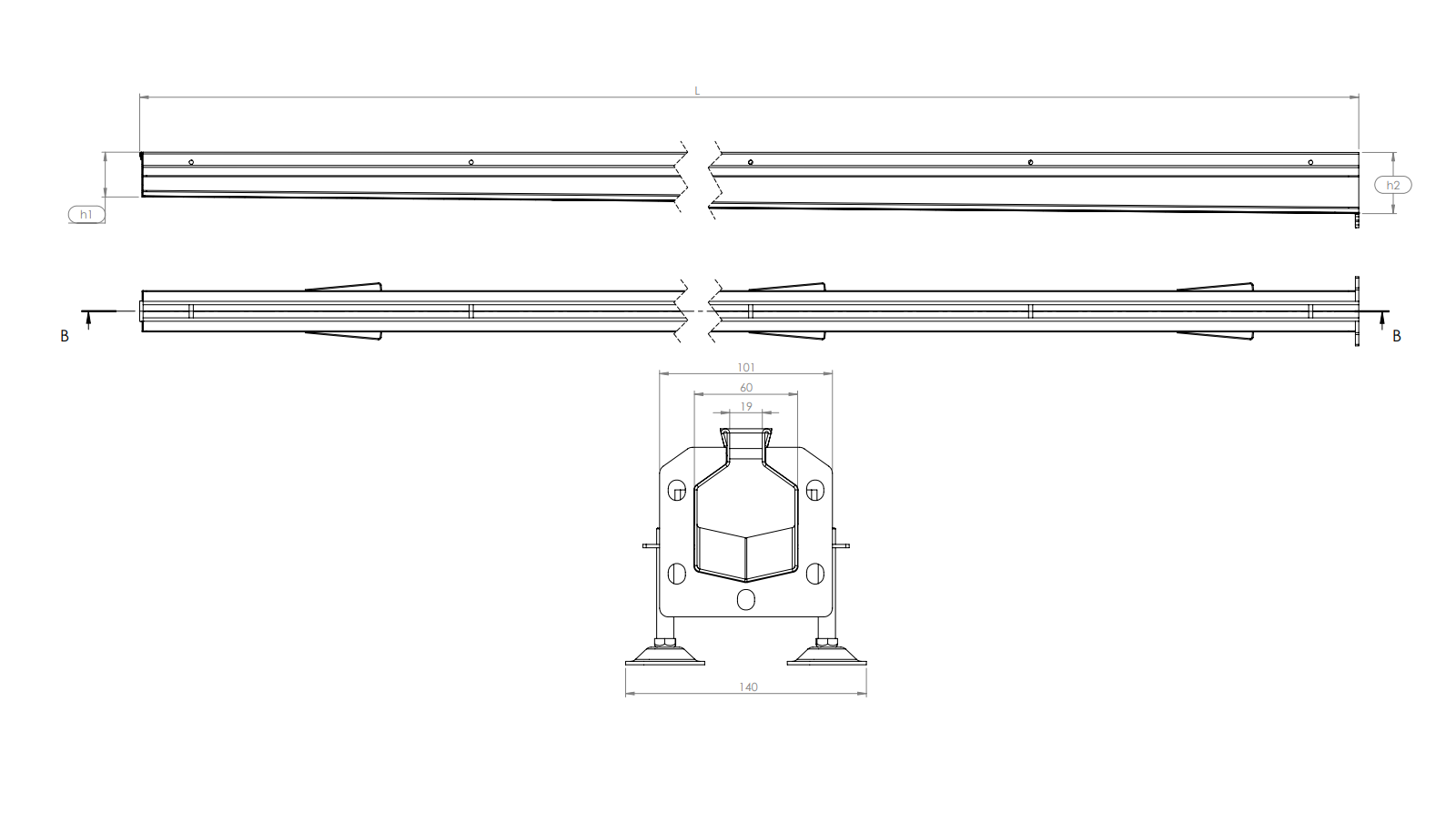 Schéma - CF160-PE - Rigole® 160 drainage channel Schéma - CF160-PE - Rigole® 160 drainage channel