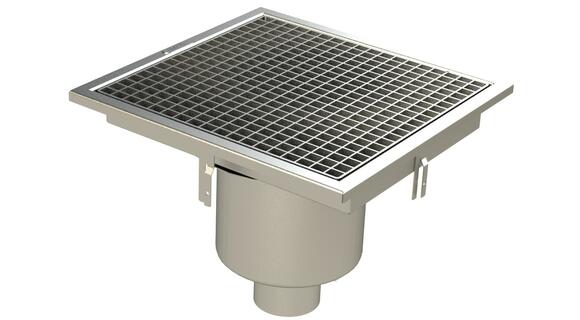 RVI4.4 - Rivière® drainage channel 452x432 with a vertical outlet 100 mm