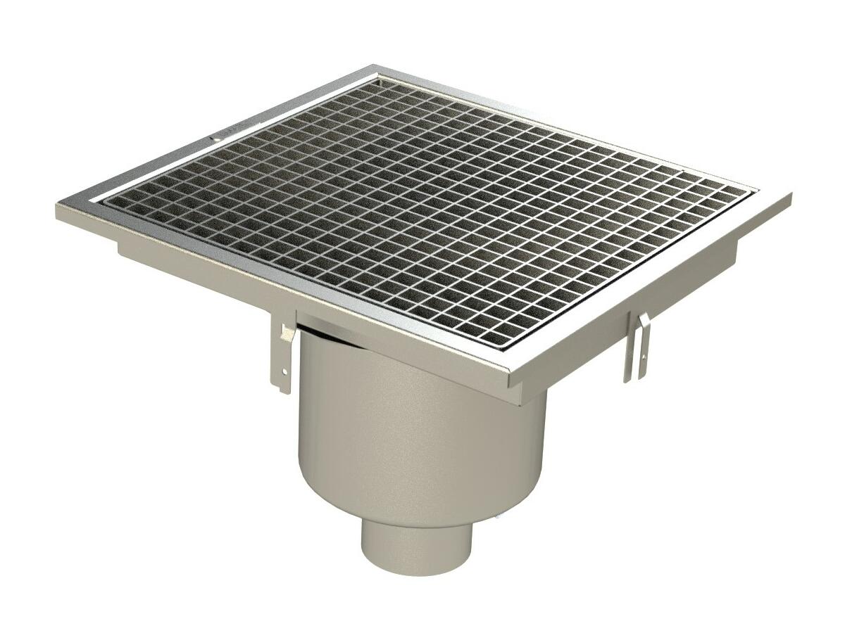 RVI4.4 - Rivière® drainage channel 452x432 with a vertical outlet 100 mm