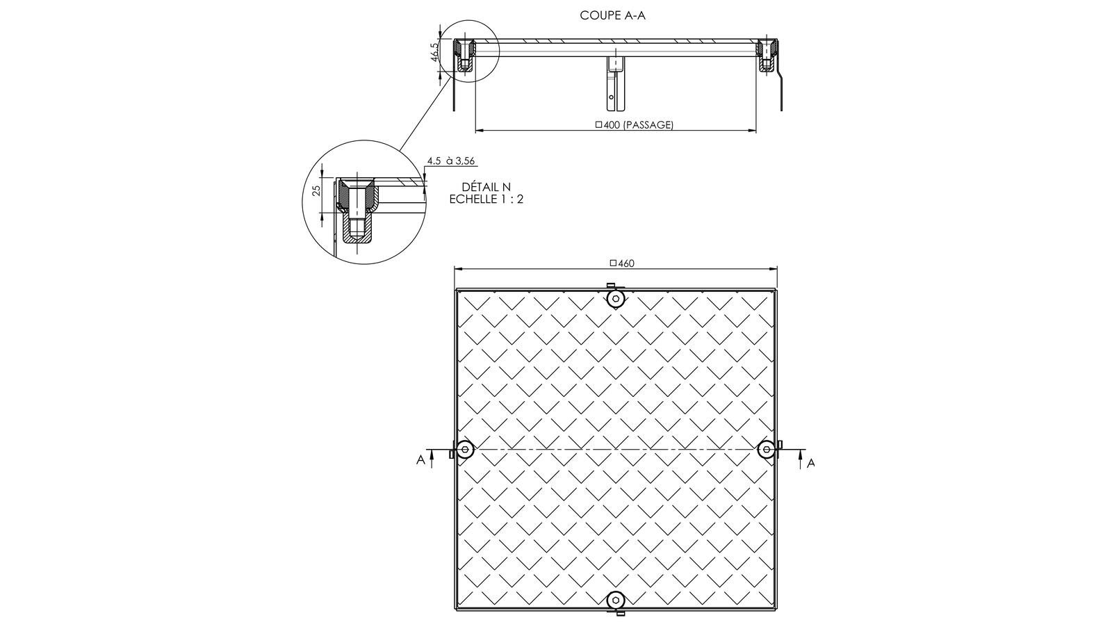 Schéma - TSIC40 - Manhole cover 460x460 mm Schéma - TSIC40 - Manhole cover 460x460 mm