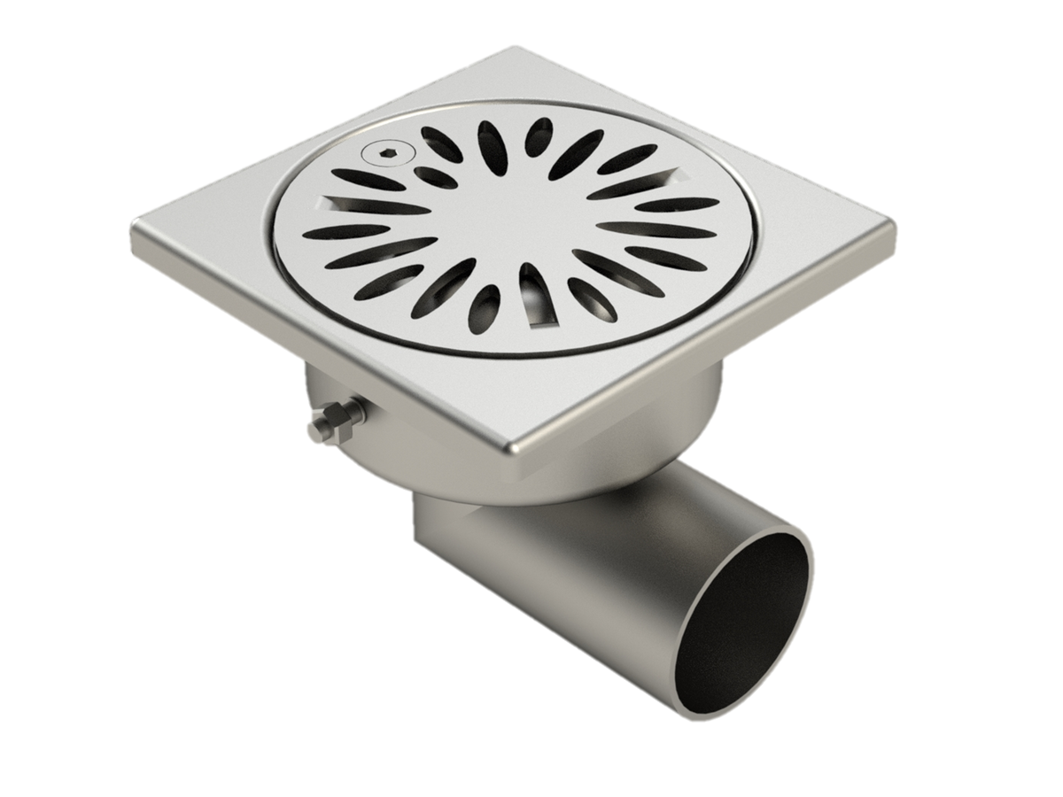 1040LM - Floor drain trap 100x100 with a side outlet 40 mm