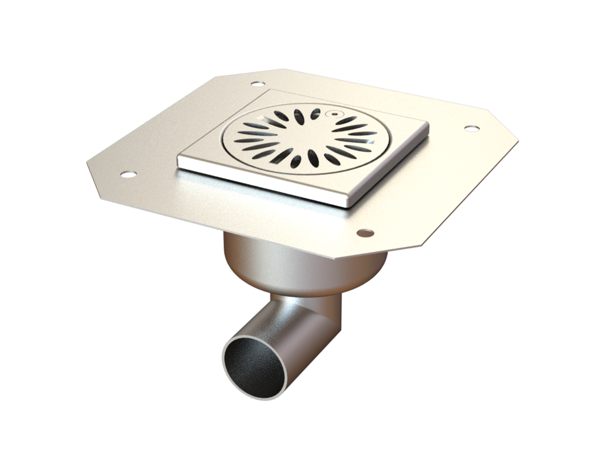 10401RBLDM - Floor drain trap 100x100 with a side outlet 40 mm