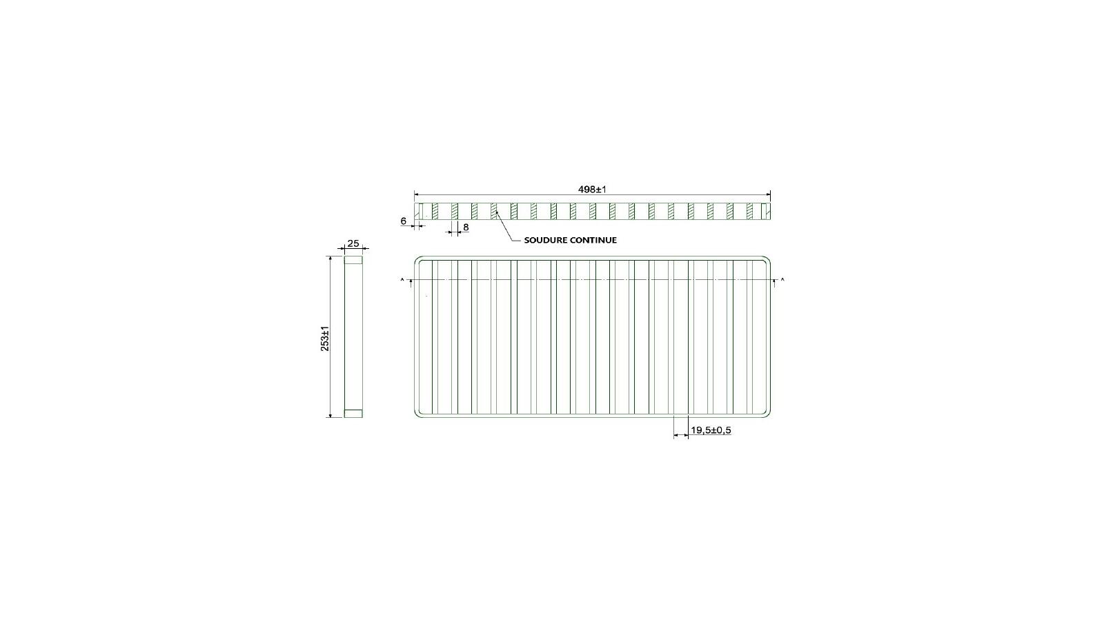 Schéma - CR300-H-C250 - Floor drain trap cover 253x498 mm
