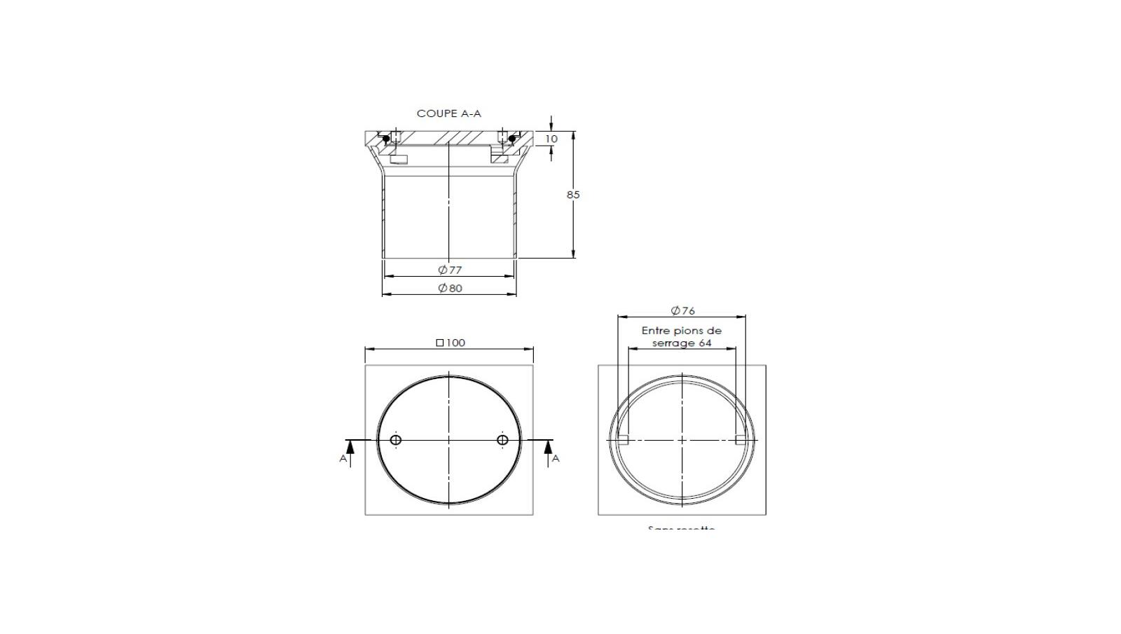 Schéma - BC10 - Bouche à clé 100x100 Schéma - BC10 - Bouche à clé 100x100