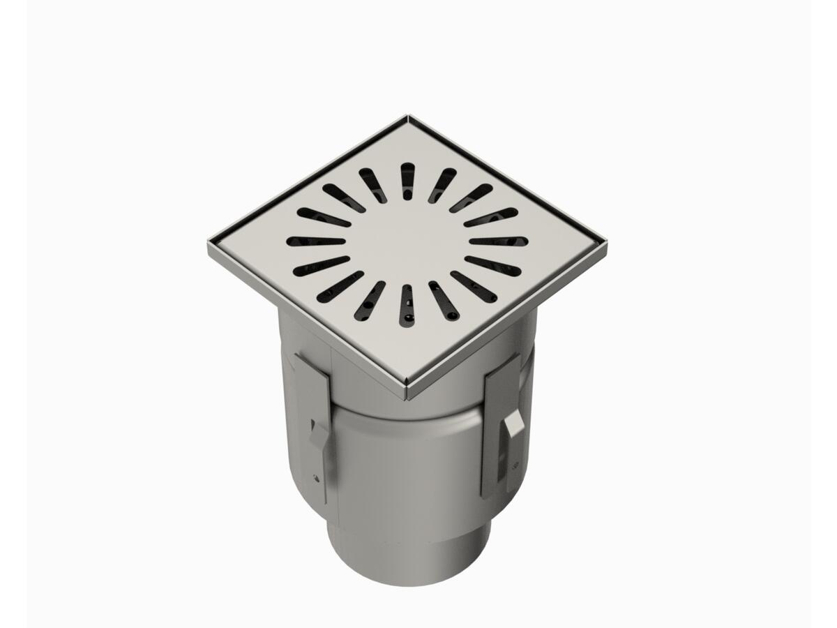 Floor drain trap 150x150 with a vertical outlet 100 mm