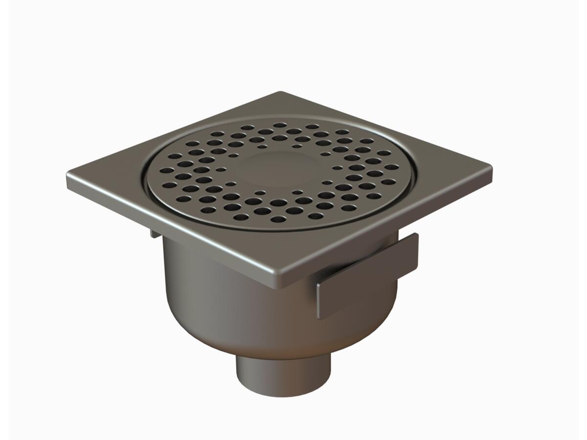 Siphon sol inox sortie verticale avec platine d'étanchéité