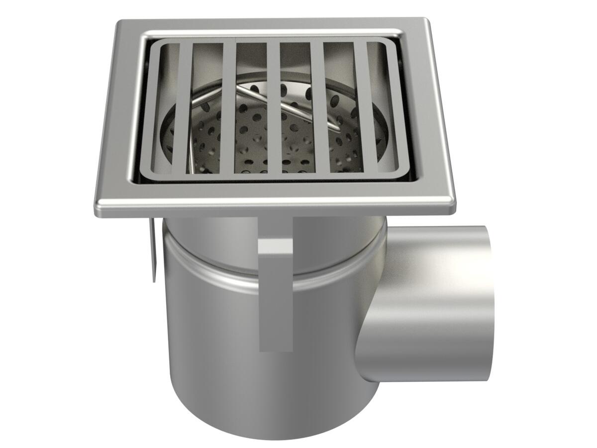 20100IPLB - Floor drain trap 200x200 with a side outlet 100 mm