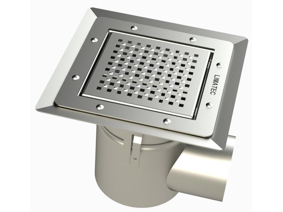 20100ZILPS - Floor drain trap 247x247 with a side outlet 100 mm